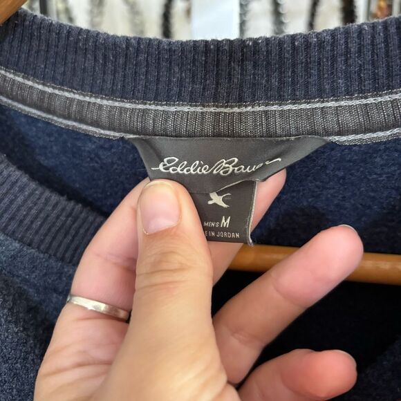 Eddie Bauer Blue Fleece pullover 1/4 button snap Jacket men’s medium - Picture 5 of 7